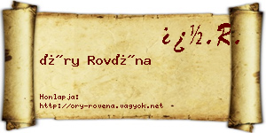 Őry Rovéna névjegykártya